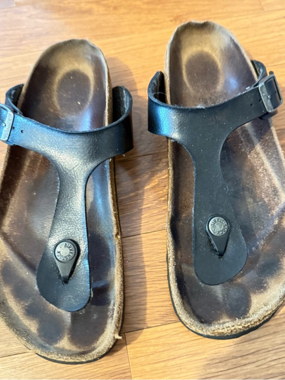 Birkenstock Black Thong Sandal with Brown Footbed